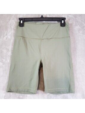 Athleta Ultimate Stash Pocket Women’s Green Solid Biker Shorts 7" Stretch S